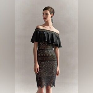 TADASHI SHOJI Alexia Off-shoulder Runway Midi Dress